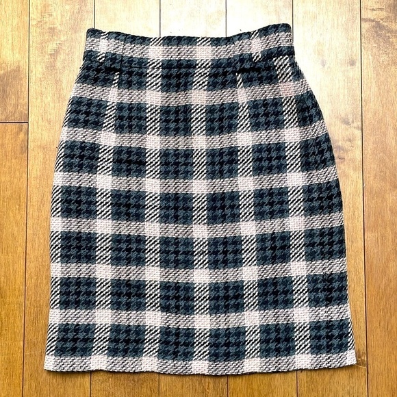Mondi wool tweed pencil skirt pink gray black belt loops vintage size US4 - Picture 4 of 11